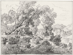 Lot 6633, Auction  112, Preller  d. Ä., Friedrich, Satyr und Nymphe in einer pastoralen, südlichen Landschaft