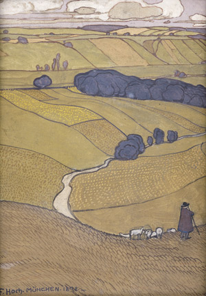 Los 6657 - Hoch, Franz Xaver - Schäfer mit Herde in hügeliger Landschaft mit hohem Horizont - 0 - thumb