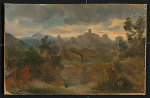 Lot 6746, Auction  112, Deutsch, um 1840. Südliche Landschaft im Abendlicht
