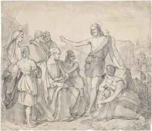 Lot 6747, Auction  112, Deutsch, um 1840. Johannes der Täufer bei der Predigt