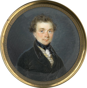 Los 6865 - Soyer, Jean-Baptiste - um 1820/1825. Bildnis eines jungen Mannes in flaschengrüner Jacke und gestreifter gelber Weste  - 0 - thumb