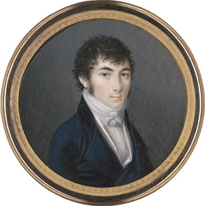 Los 6866 - Gagneraux, Jean-Baptiste Claude Bénigne - Bildnis eines jungen Mannes in blauer Jacke mit schwarzem Kragen und weisser Weste mit geknoteter weißer Halsbinde - 0 - thumb