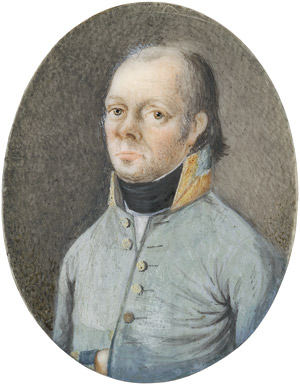 Los 6876 - Deutsch - um 1800. Junger Offizier in blauer Uniform mit gelbem Kragen und schwarzer Halsbinde - 0 - thumb