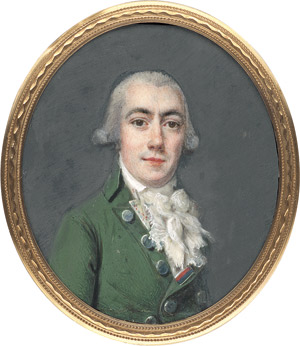Los 6888 - Lusse, Jean-Jacques Thérésa de - Bildnis eines jungen Mannes in grüner Jacke und bestickter Weste, geknoteter Mousseline-Halsbinde und Spitzenjabot - 0 - thumb