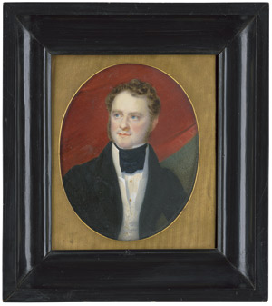 Lot 6905, Auction  112, Fischer, Leopold, Bildnis eines jungen Mannes in schwarzer Jacke mit weißer Weste und schwarzer Halsbinde