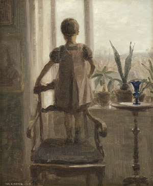 Lot 7062, Auction  112, Meyer, Carl Vilhelm, Interieur mit kleinem, zum Fenster herausschauenden Mädchen