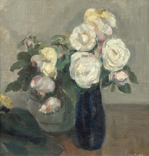 Lot 8076, Auction  112, Fischer, Carl Frands Andreas Johan Seidel, Stilleben mit weißen Rosen in Vase
