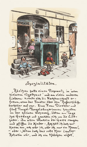 Lot 8361, Auction  112, Zille, Heinrich, Spielende Kinder vor einer Roßschlächterei