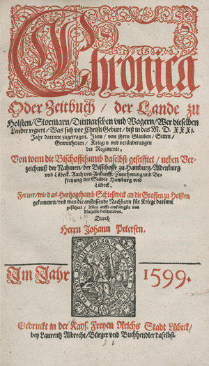 Lot 864, Auction  113, Petersen, Johann, Chronica oder Zeitbuch