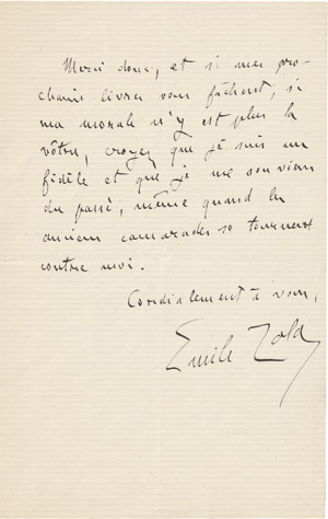 Lot 2134, Auction  113, Zola, Émile, Brief 1883