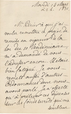 Lot 2218, Auction  113, Louis Philippe I., König der Franzosen, Eigenhänd. Brief 1831