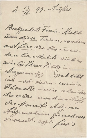 Lot 2370, Auction  113, Mahler, Gustav, Brief 1899