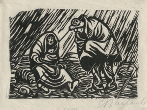 Lot 3019, Auction  113, Barlach, Ernst, Haderndes Paar im Regen. Originaler vom Künstler signierter Holzschnitt auf Japanpapier