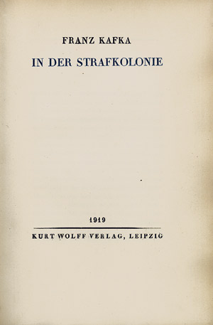 Lot 3279, Auction  113, Kafka, Franz, In der Strafkolonie