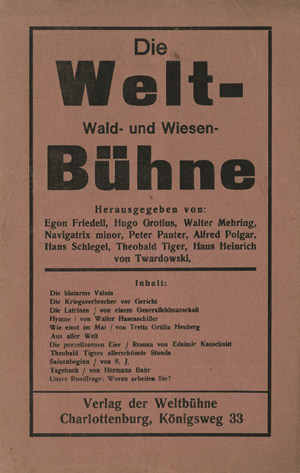 Lot 3515, Auction  113, Weltbühne, Die, Die Welt- Wald- und Wiesen-Bühne (Faschingsnummer)