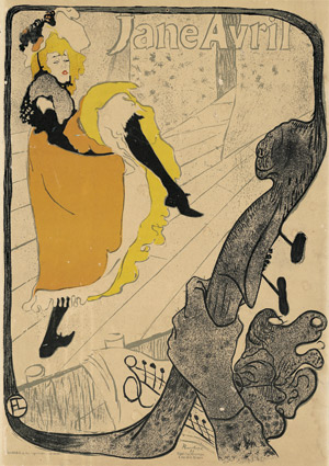Lot 3621, Auction  113, Toulouse-Lautrec, Henri de, Jane Avril. Plakat in Lithographie. Aufgezogen auf Pappe