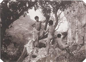 Lot 4041, Auction  113, Gloeden, Wilhelm von, Three nude boys in Arcadian scene
