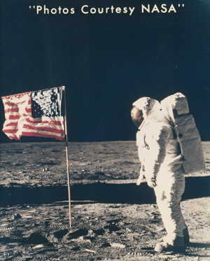Lot 4267, Auction  113, NASA, Buzz Aldrin standing beside the U.S. flag