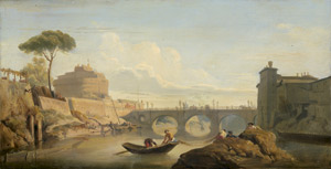 Lot 6080, Auction  113, Italienisch, 19. Jh. . Rom: Blick über den Tiber auf die Engelsburg