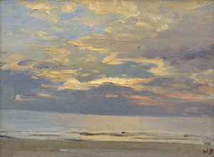 Lot 6134, Auction  113, Deutsch, um 1880. Abendwolken über spiegelglatter See