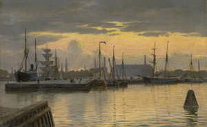 Lot 6138, Auction  113, Blache, Christian Vigilius, Ansicht des Hafens in Kopenhagen mit der Kalkbrennerei und der St. Jakobskirche im Hintergrund