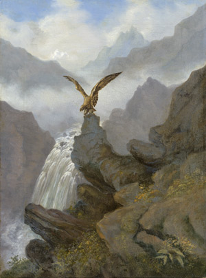Lot 6182, Auction  113, Dresdener Schule, um 1860. Adler auf einem Felsvorsprung im Hochgebirge