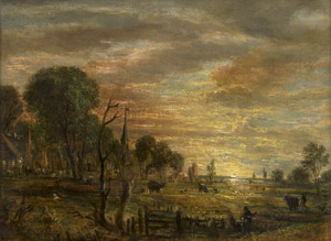 Lot 6191, Auction  113, Englisch, um 1830. Sonnenuntergang an einer bewaldeten Küstenlandschaft