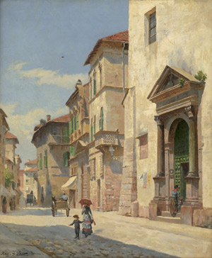 Lot 6206, Auction  113, Fischer, August, Straßenszene in Verona