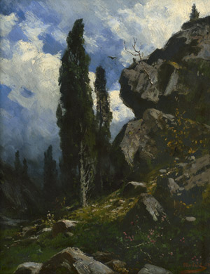 Lot 6211, Auction  113, Olbricht, Symbolistische Landschaft mit Zypressen