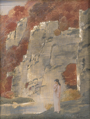 Lot 6223, Auction  113, Steppes, Edmund, "Stille" - Mythische Landschaft mit Frau an einem Fluss