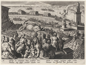 Lot 6259, Auction  113, Stradanus, Johannes - nach, Eine Waljagd in Ostia zu Kaiser Claudius' Zeiten