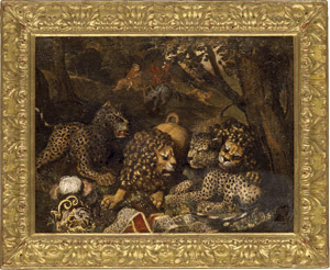 Lot 6380, Auction  113, Caroselli, Angelo, Kämpfende Löwen und Leoparden