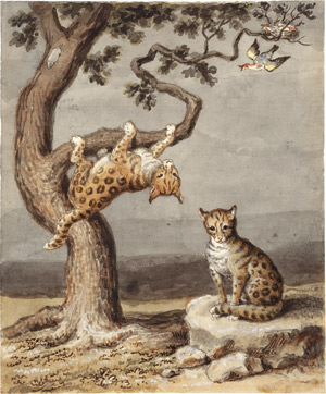 Lot 6382, Auction  113, Tischbein, Johann Heinrich Wilhelm, Baum mit zwei Tigerkatzen und einem Vogelnest