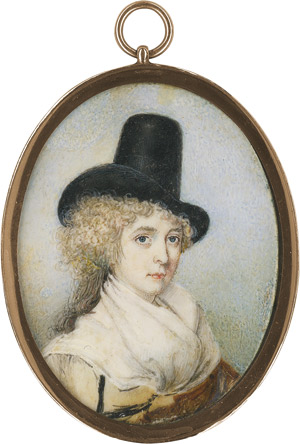 Lot 6493, Auction  113, Skirving, Archibald - zugeschrieben, Bildnis einer jungen Frau mit zylinderartigem schwarzem Hut, in gelbem Kleid mit weißen Fichu