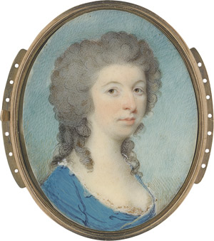 Lot 6500, Auction  113, Robertson, Charles, Bildnis einer jungen Frau in hellblauem Kleid mit weißem Rüschenbesatz