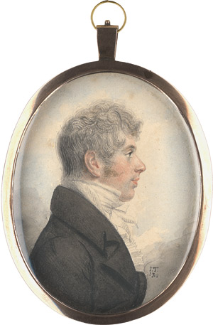 Lot 6522, Auction  113, Turmeau d. J., John, Profilbildnis eines jungen Mannes nach rechts, in graubrauner Jacke mit weißem Kragen und gefältelter Halsbinde.