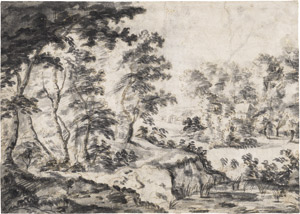 Lot 6649, Auction  113, Flämisch, frühes 17. Jh. Eine waldige Landschaft, recto und verso