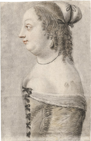 Lot 6660, Auction  113, Lagneau, Nicolas, Bildnis einer Dame mit Perlohrringen im Profil nach links