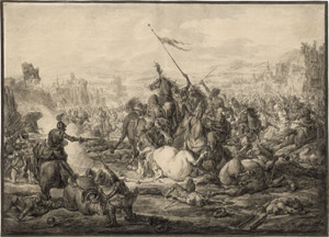 Lot 6674, Auction  113, Rugendas d. Ä., Georg Philipp, Eine Reiterschlacht vor einer weiten Landschaft mit Festungsanlagen