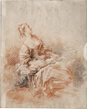 Lot 6684, Auction  113, Französisch, um 1749. Junges sitzendes Mädchen mit Blumenkorb
