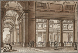 Lot 6715, Auction  113, Italienisch, um 1800. Florenz: Blick in den Innenhof der Uffizien