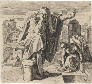 Lot 6746, Auction  113, Führich, Joseph, Ein Prophet in Denkerpose vor einer antiken Stadtlandschaft