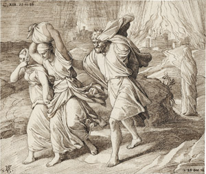 Lot 6748, Auction  113, Schnorr von Carolsfeld, Julius,  Loth und seine Töchter fliehen aus dem brennenden Sodom