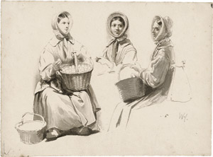 Lot 6801, Auction  113, Hoevenaar, William Pieter, Studienblatt zu einer jungen Frau mit einem Weidenkorb mit Eiern
