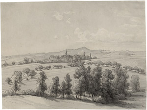 Lot 6832, Auction  113, Kummer, Robert, Landschaft mit Blick auf Schloss Zscheckwitz bei Dresden.