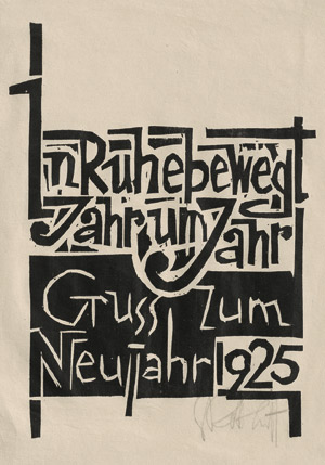 Lot 7407, Auction  113, Schmidt-Rottluff, Karl, Gruß zum Neujahr 1925