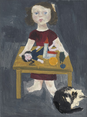 Lot 8052, Auction  113, Böhm, Emil, Mädchen am Spieltisch mit Katze