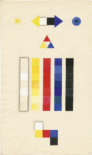 Lot 8395, Auction  113, Itten, Johannes, Schule. Eine Farbstudie mit Grundfarben, drei Farbgitter 