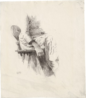 Lot 8424, Auction  113, Kollwitz, Käthe, Studie einer auf einem Stuhl sitzenden Frau mit herabhängender Hand