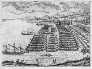 Lot 5112, Auction  114, Italienisch, 17. Jh. . "Pro Sancta Fide": Venezianische Galeeren in der  Bucht von Vlora (Valona) am 7. August 1638